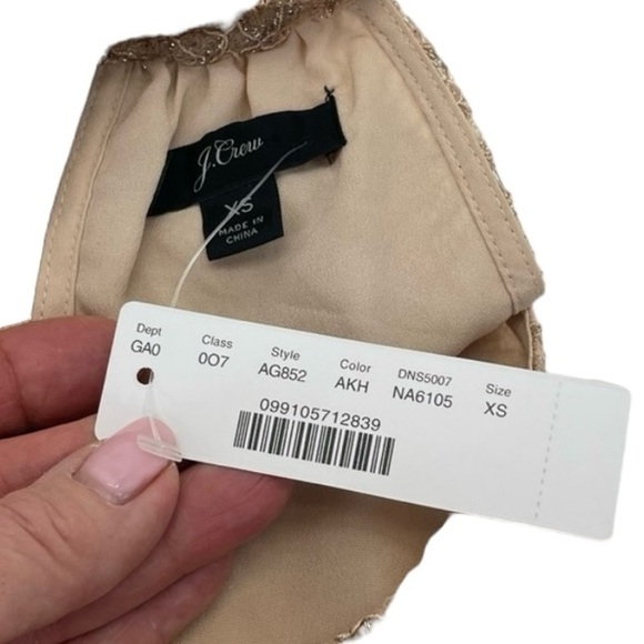 NWT J. Crew Metallic Tie Neck Top XS Nude - Picture 12 of 16